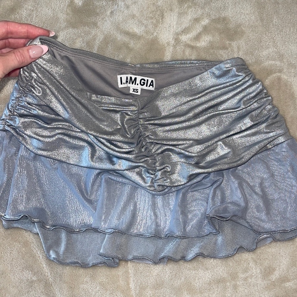 I.AM.GIA Silver Ruched Skirt